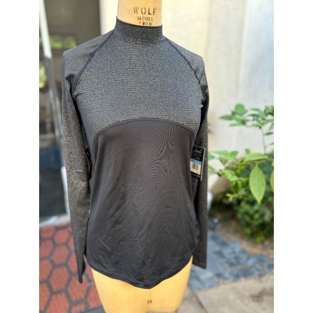 NWT Nike Pro Warm Dri-Fit Black Silver Slim Fit Long Sleeve Athletic Shirt SZ M